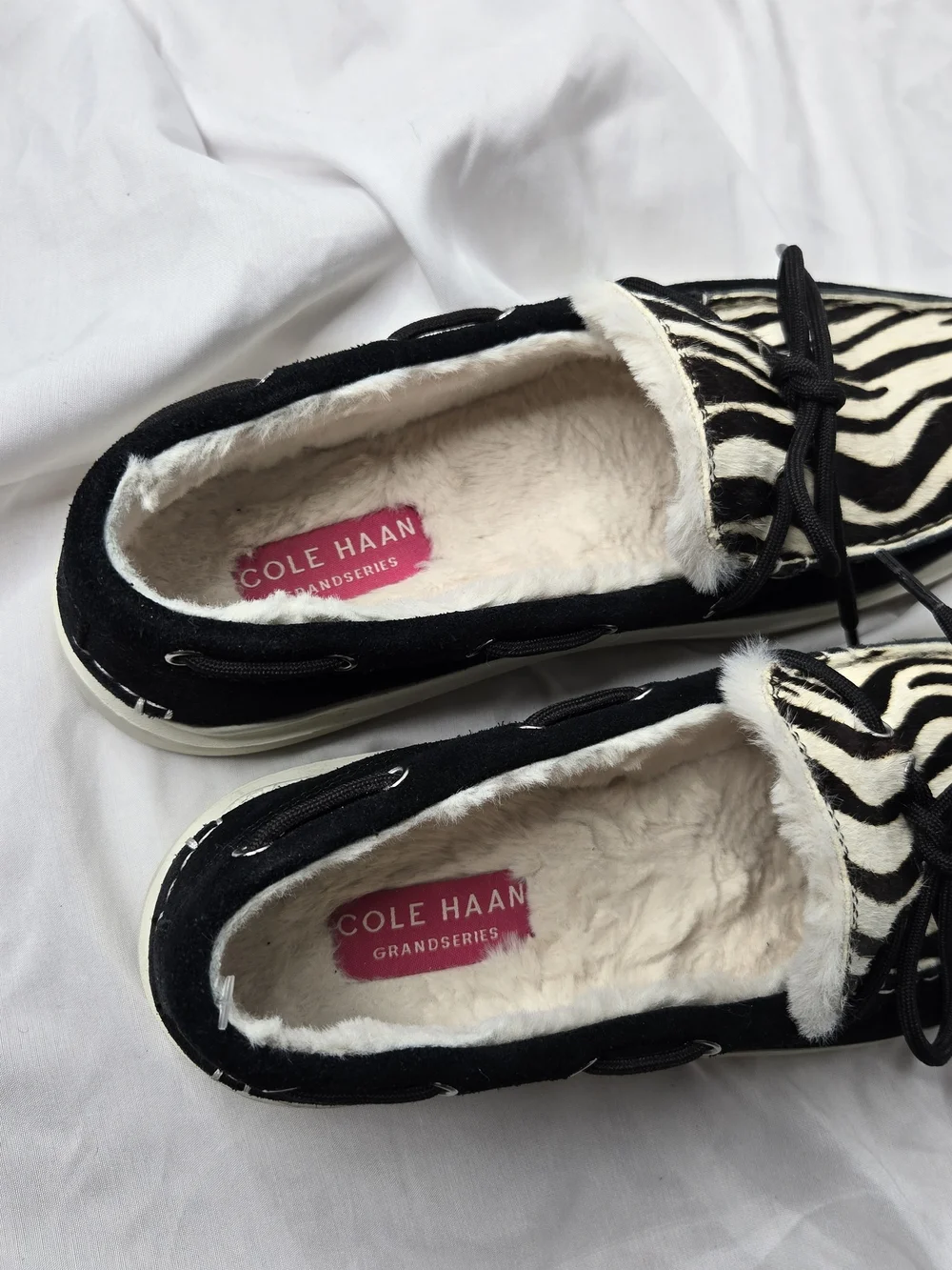 Cole Haan GrandSeries Women's Zebra Fur Lined Boat Shoes 8.5B